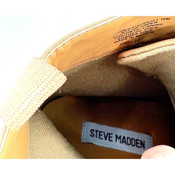 Steve Madden Thora Combat Boots 10 Tan Ankle Booties Lug Moto Brown - Picture 8 of 9